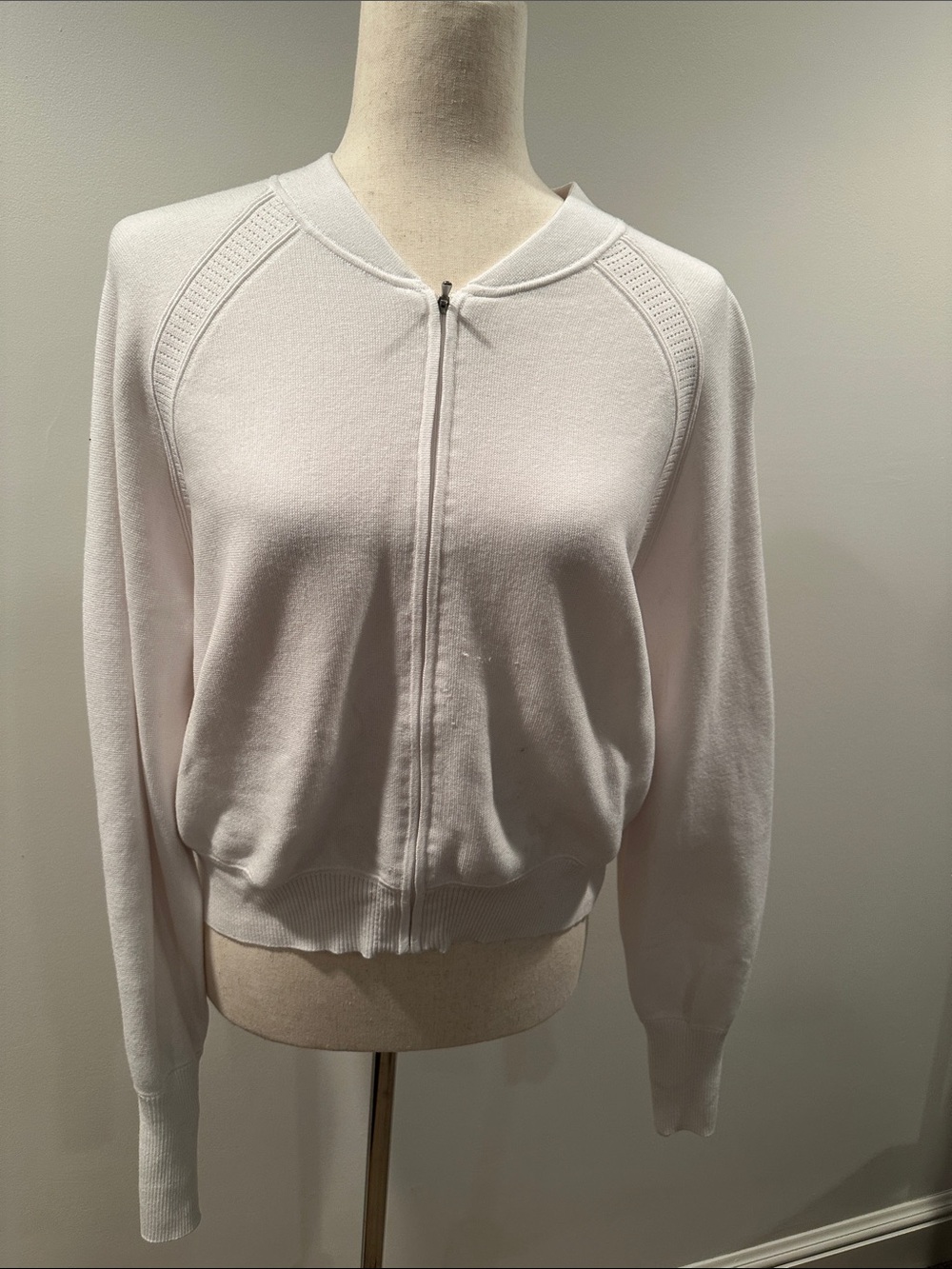 Athleta white Zip-Front Lightweight Sweater